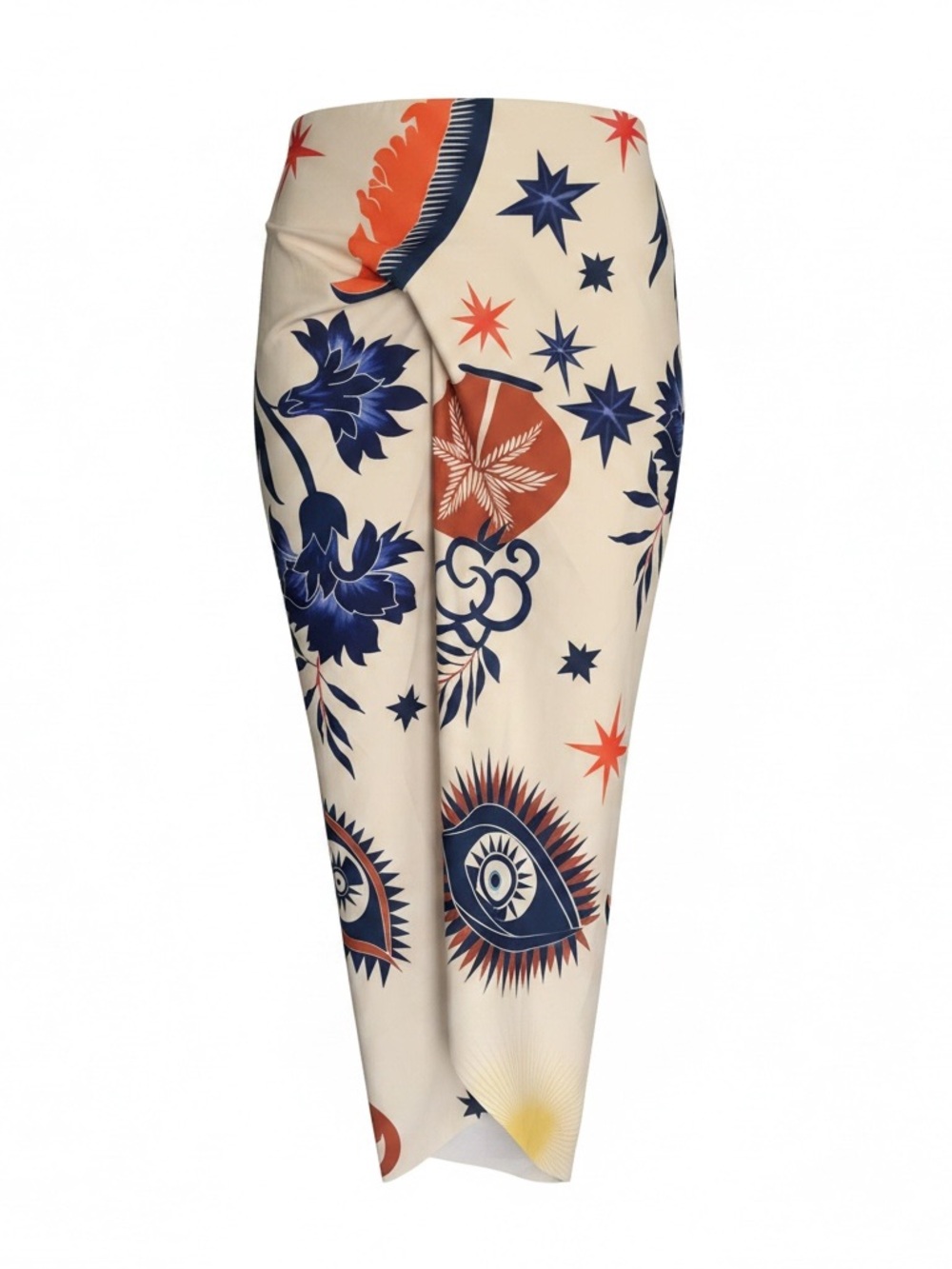 Cream Floral & Star Print Twist Skirt